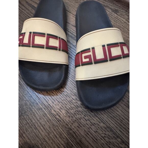 Gucci Mens Pursuit Logo Pool Slides Sandals Slip On US Sz 11 - Picture 2 of 16